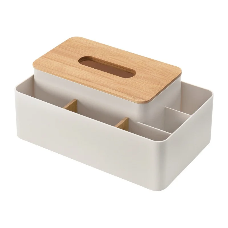 Bamboo-Lid Table Tidy, Apricot
