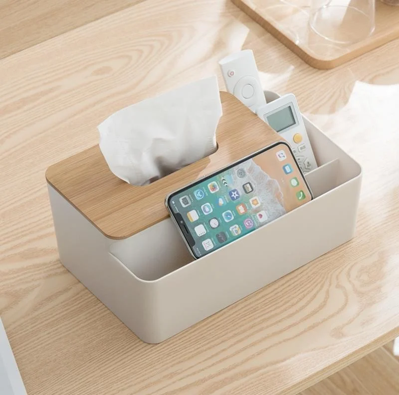 Bamboo-Lid Table Tidy, Apricot — view 2