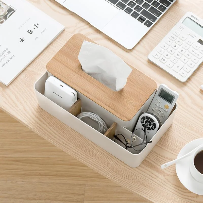 Bamboo-Lid Table Tidy, Apricot — view 3