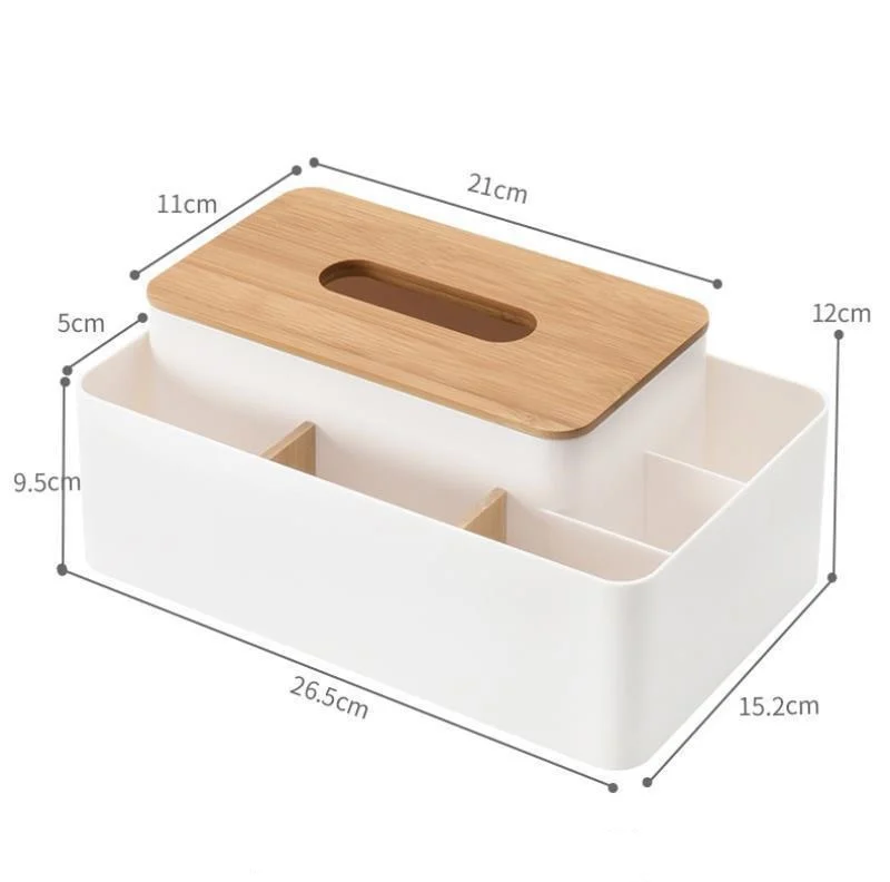 Bamboo-Lid Table Tidy, White — view 4