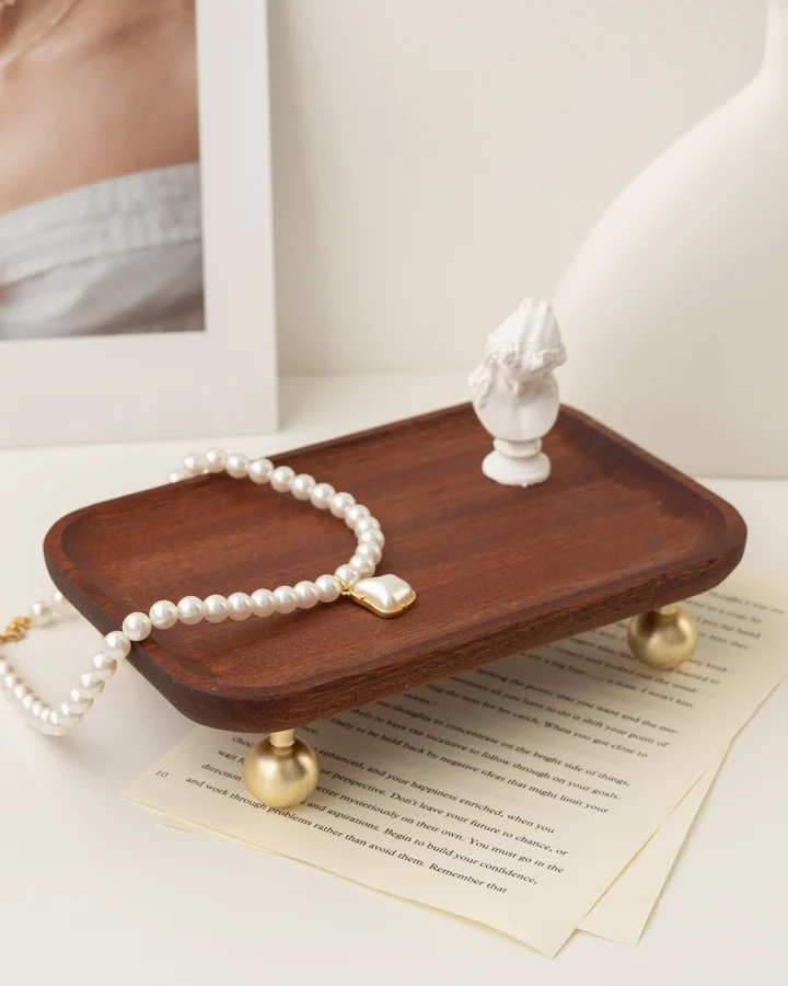 Footed Wood Tray, Rectangular