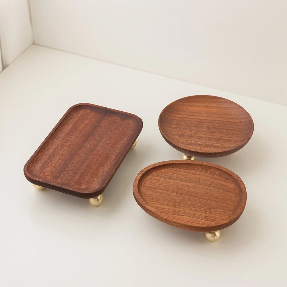 Footed Wood Tray, Rectangular — view 3