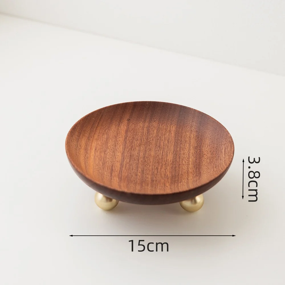 Footed Wood Tray, Round — view 2