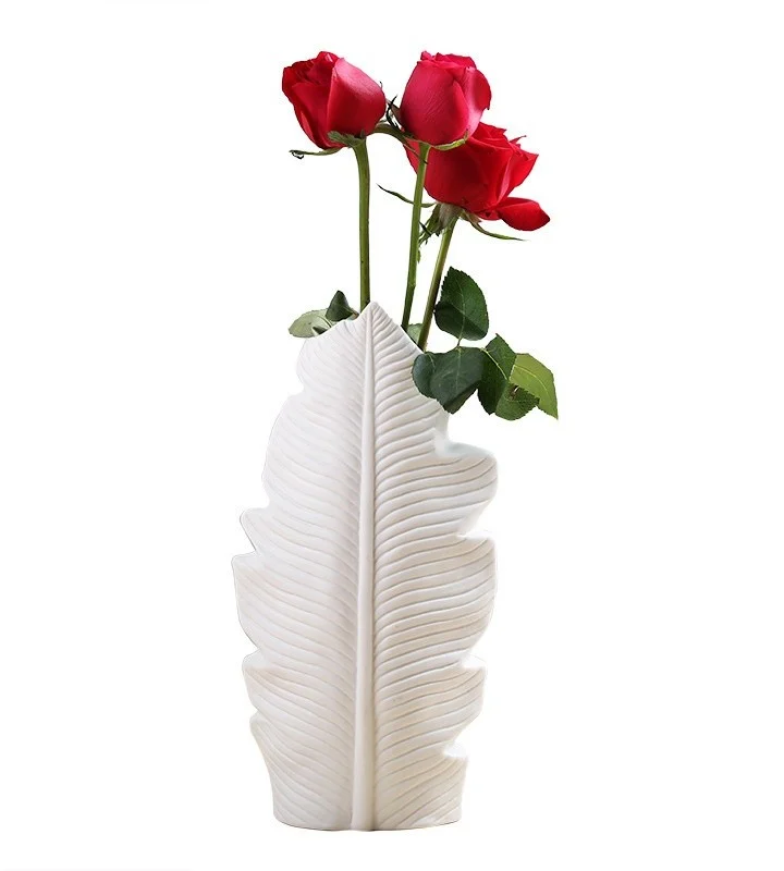 Leaf Vase, White, Medium