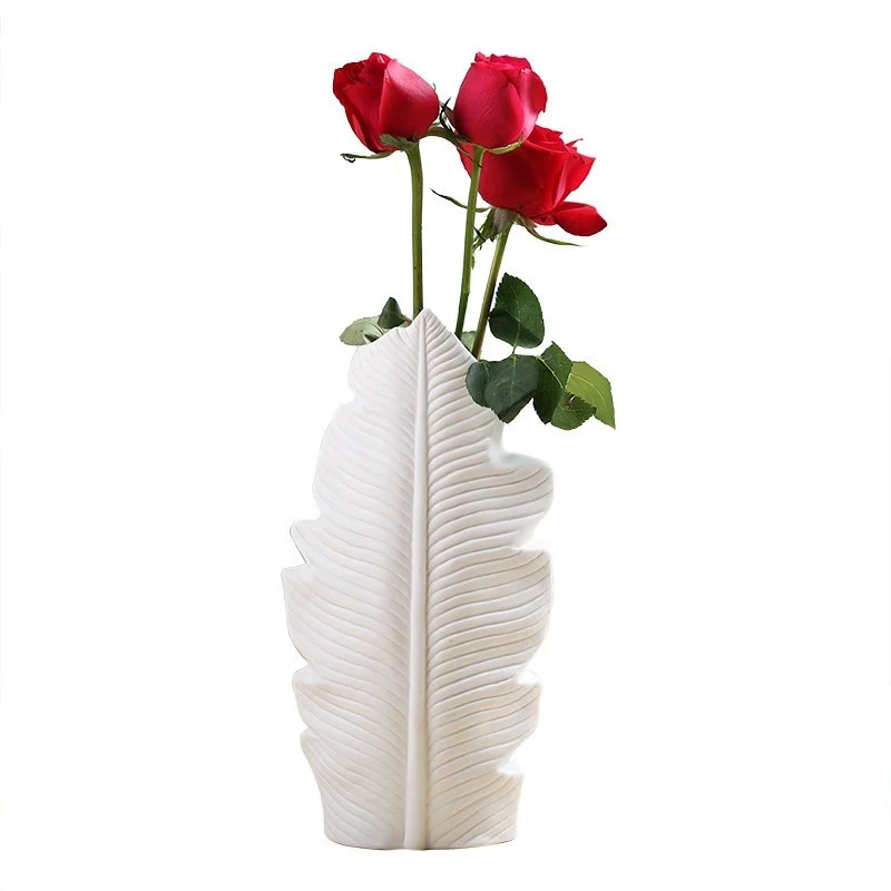 Leaf Vase, White, Medium