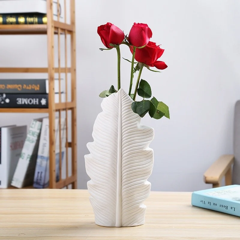 Leaf Vase, White, Medium — view 2