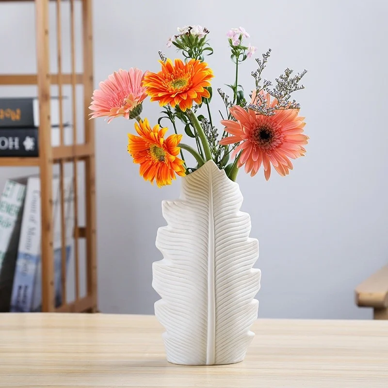 Leaf Vase, White, Medium — view 3
