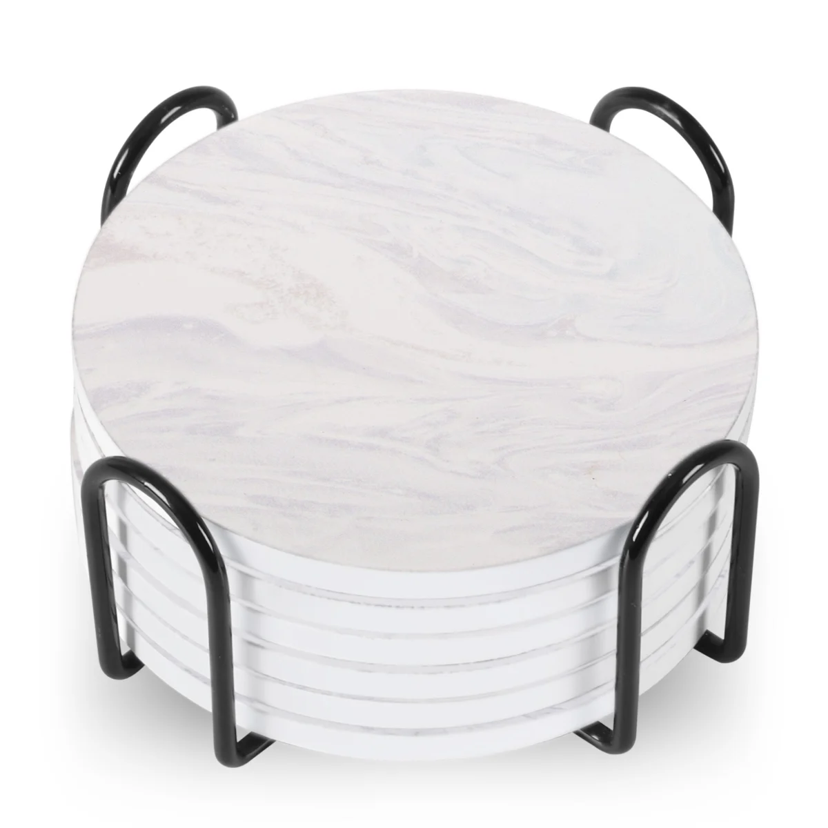 Marble-Look Coasters with Stand, Set of 6 — view 2