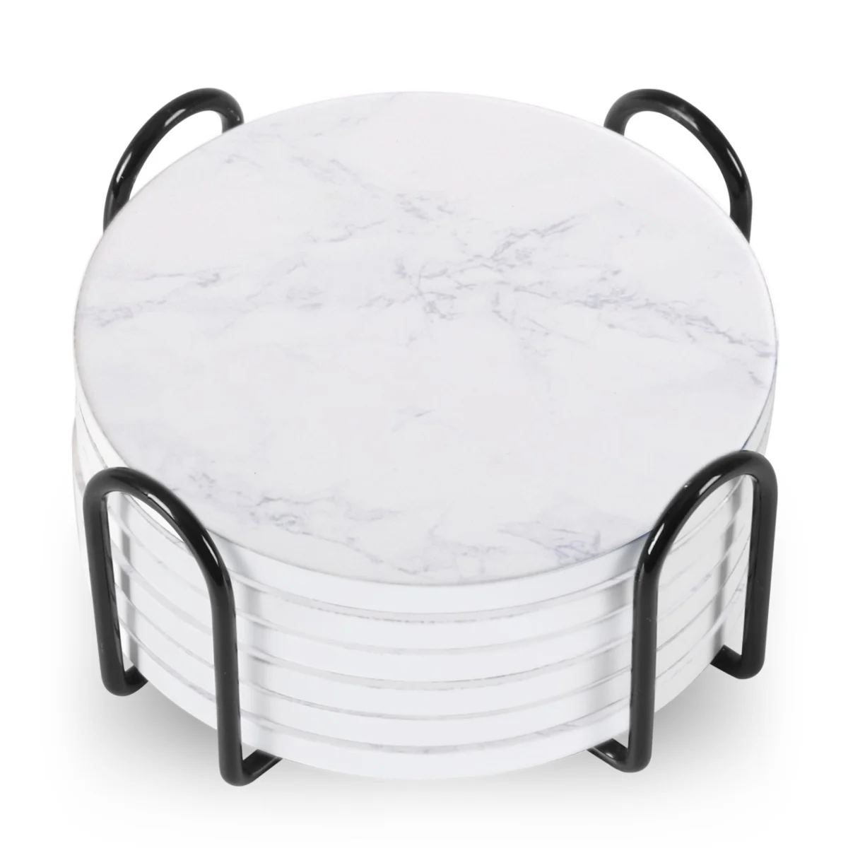 Marble-Look Coasters with Stand, Set of 6 — view 3