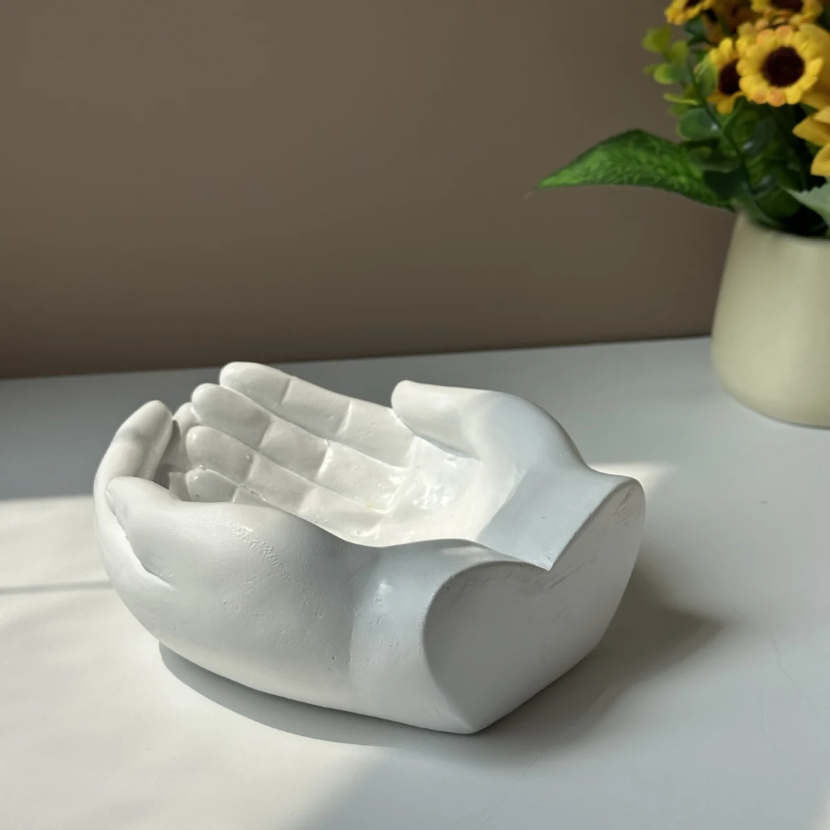 Open Hands Dish, White