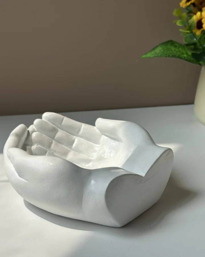 Open Hands Dish, White