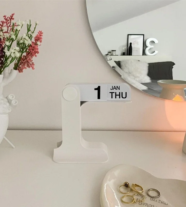 Perpetual Desk Calendar, Milk White