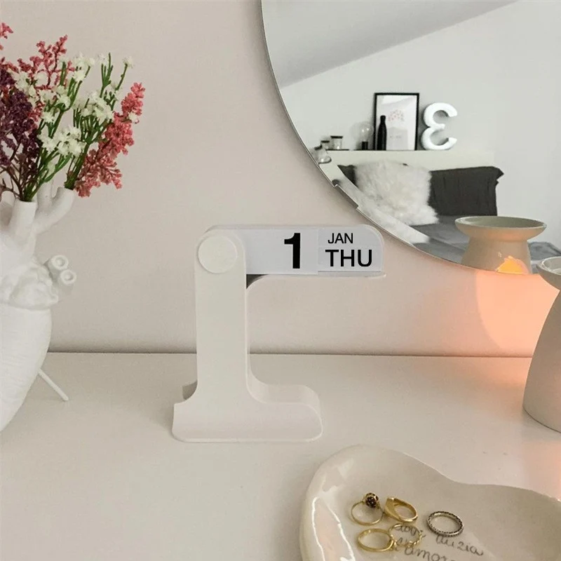 Perpetual Desk Calendar, Milk White