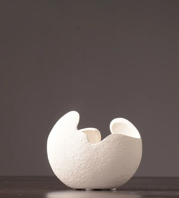 Shell-Form Vase, Textured White