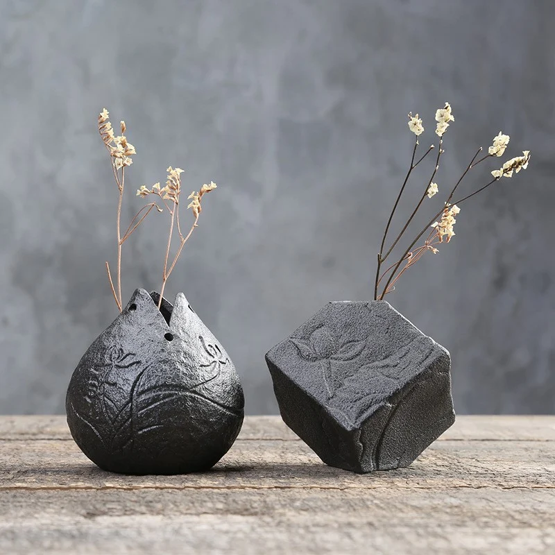 Stoneware Bud Vase, Tilted Cube — view 2
