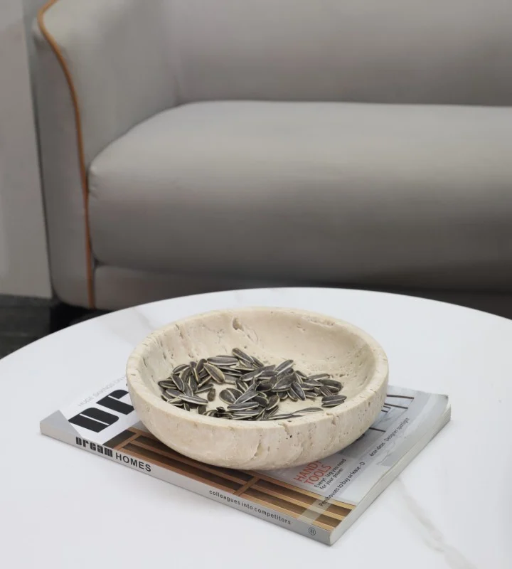 Travertine Bowl, Natural