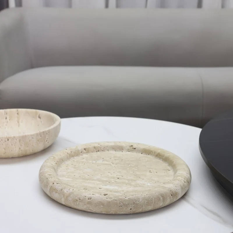 Travertine Round Tray, 20 cm — view 2