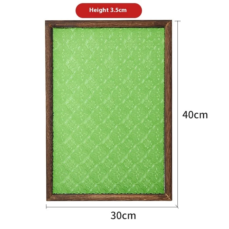 Wood and Pressed Glass Tray, Green, Large — view 2