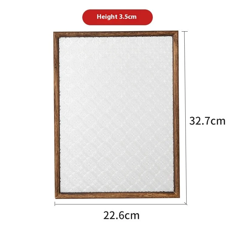Wood and Pressed Glass Tray, White — view 2